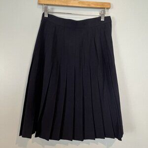 Austin Reed Womens Size 6 Dark Navy Pleated Wool Skirt Lined Preppy Career Vtg